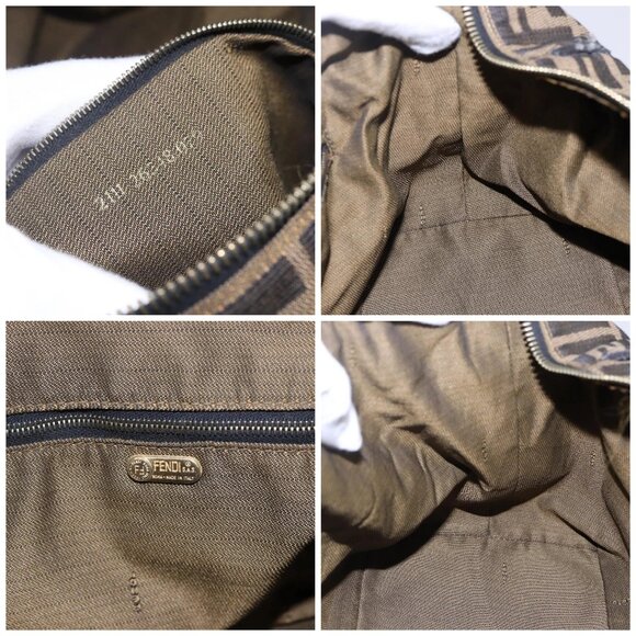 FENDI Zucca Canvas Vanity Hand Bag Black Brown Auth 144977 - Picture 15 of 16